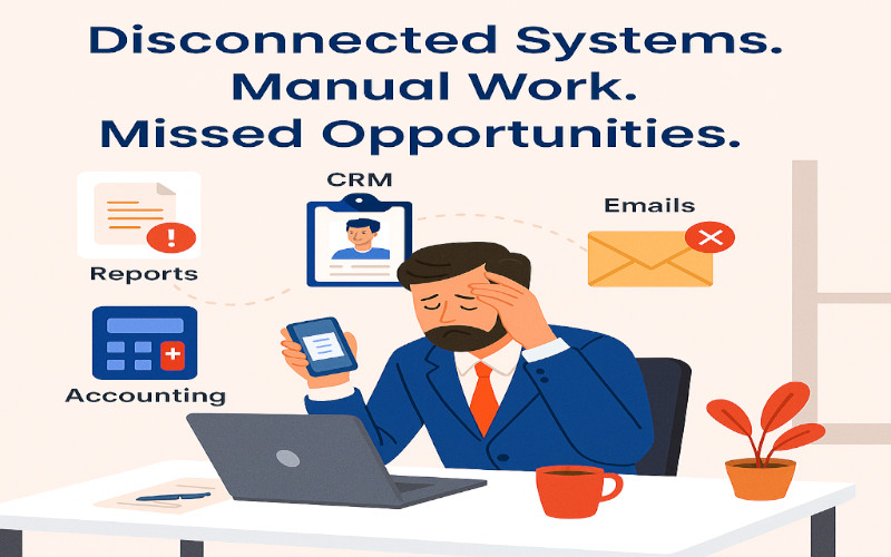 Disconnected business systems illustration